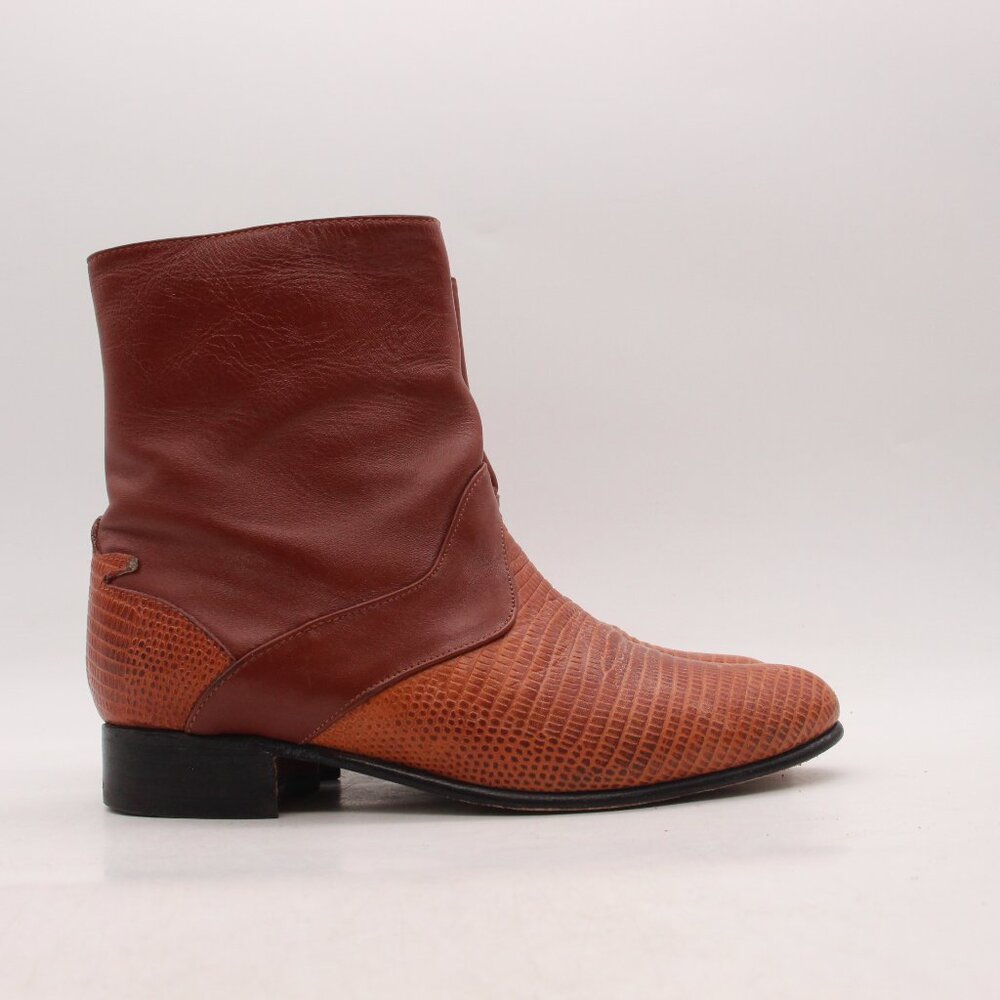 El Besserro Comfort Women's Mex 25.5 Western Ankle Boots Genuine Brown Leather